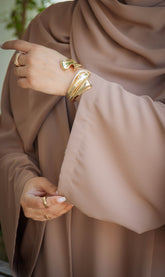 Elizabeth Open Abaya SET - ALMOND