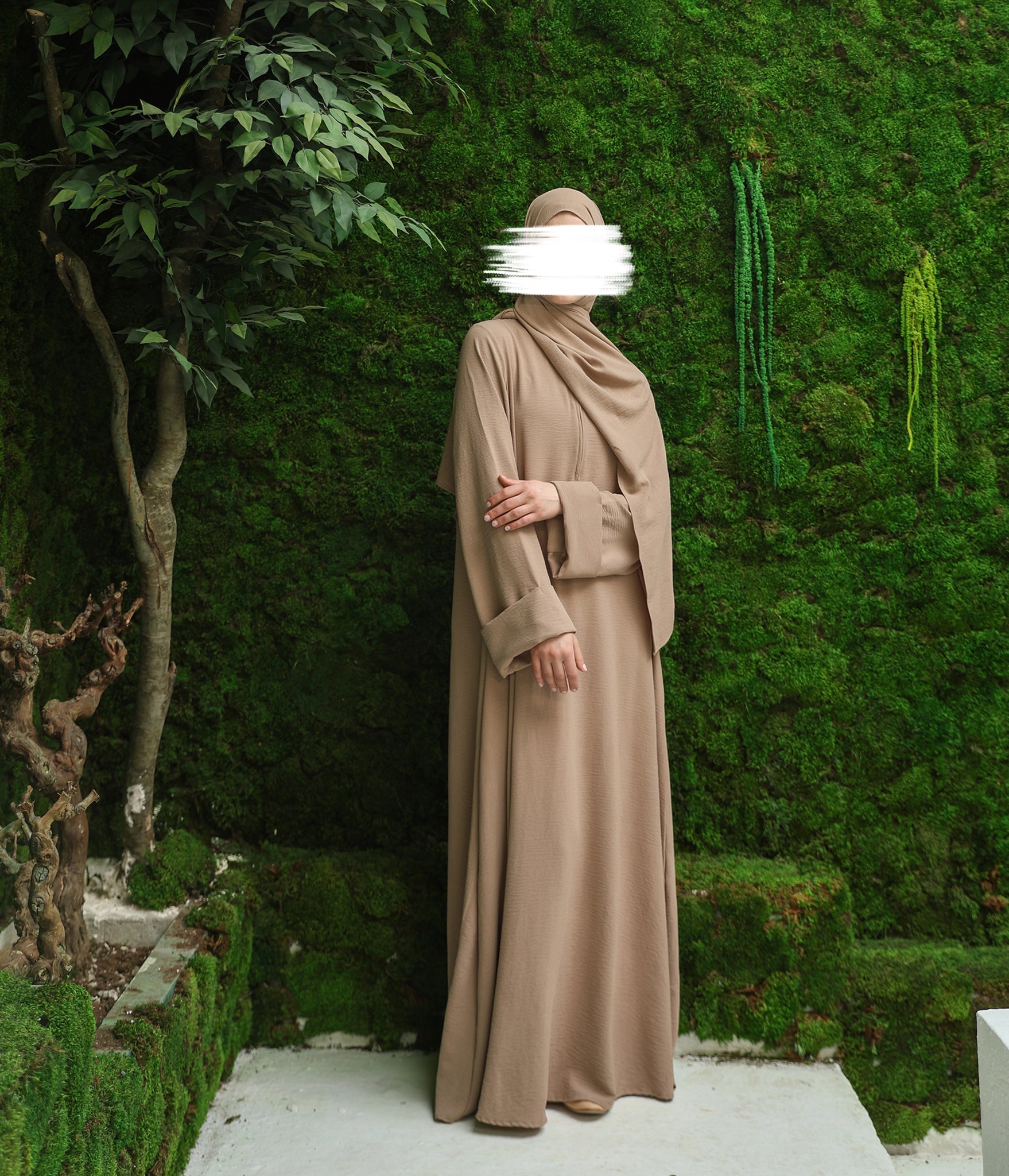 Abaya Kimono A-lijn Jazz + Hijab UsW - Taupe