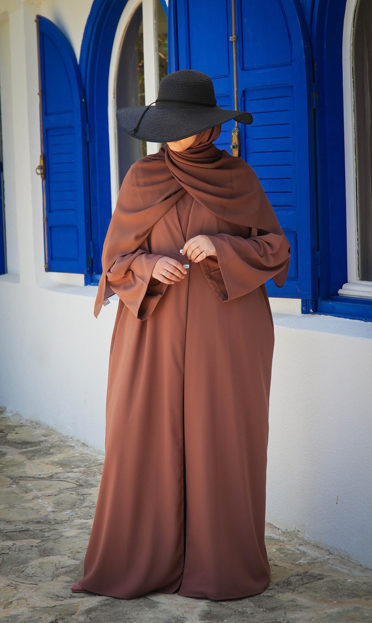 Elizabeth Open Abaya SET - WOOD ROSE