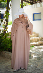 Elizabeth Open Abaya SET - ALMOND