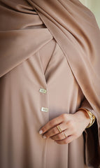 Elizabeth Open Abaya SET - ALMOND