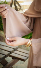 Elizabeth Open Abaya SET - ALMOND