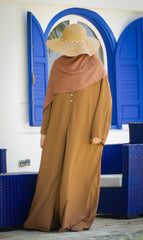 Elizabeth Open Abaya SET - TURMERIC BROWN