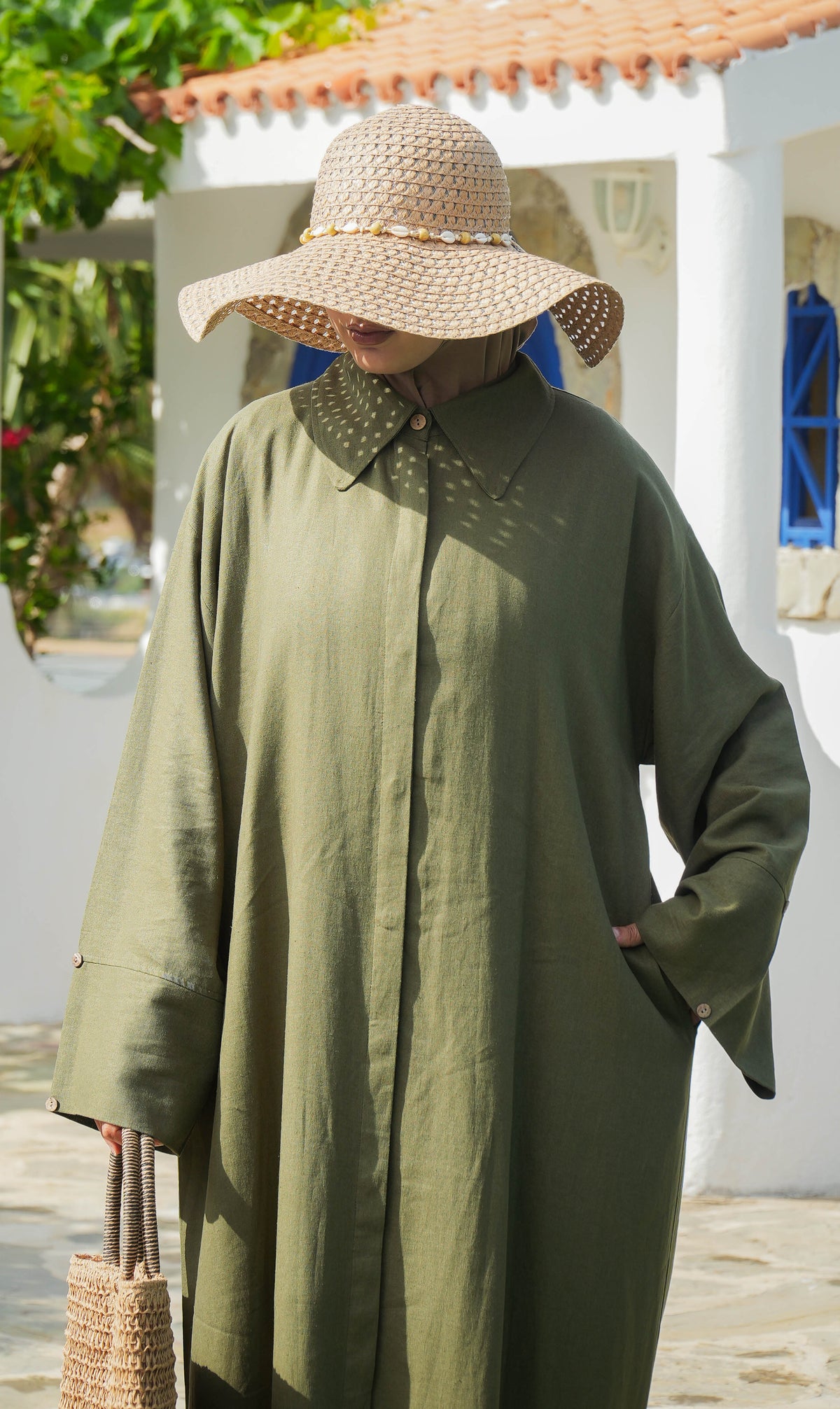 Elisa Linen Blouse Dress HERB