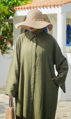 Elisa Linen Blouse Dress HERB