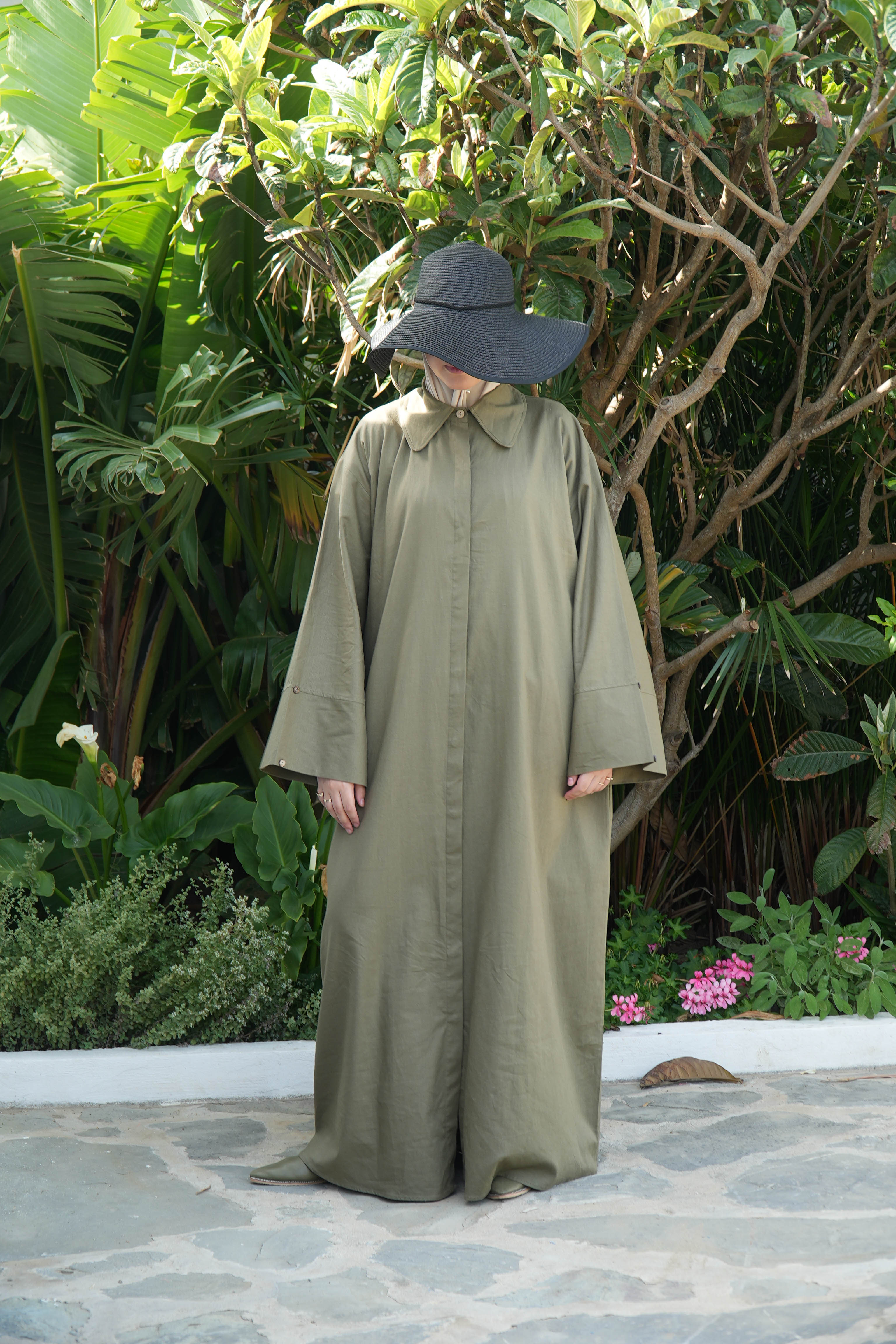 Elisa Linen Blouse Dress OLIVETTE UsW-Modest Fashion Elisa Linen Blouse Dress OLIVETTE UsW-Modest Fashion