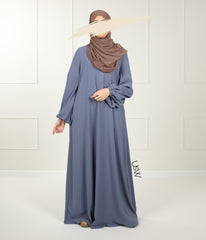 A-Lijn Puff Abaya Arrzha Stretch - Jeans Bleu