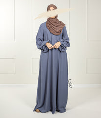 A-Lijn Puff Abaya Arrzha Stretch - Jeans Bleu