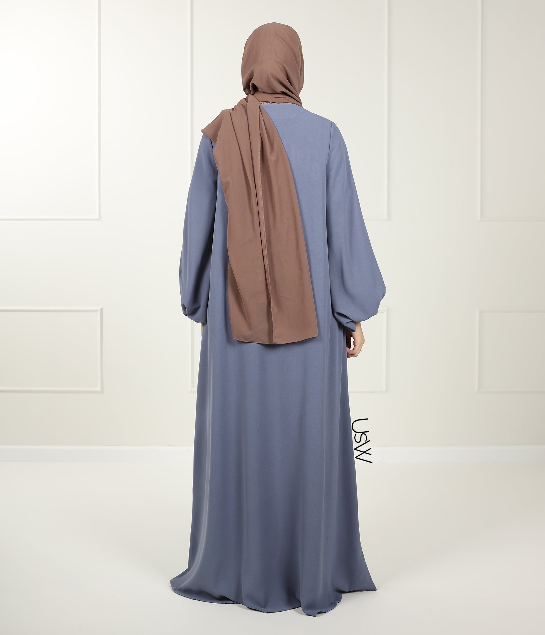 A-Lijn Puff Abaya Arrzha Stretch - Jeans Bleu