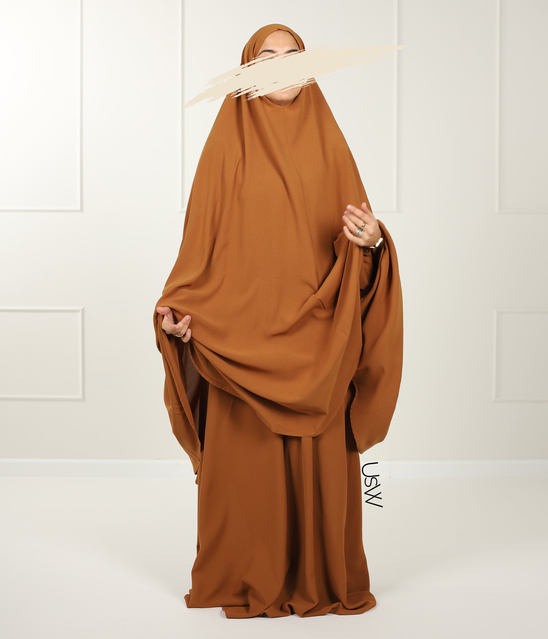 A-Lijn Puff Abaya Arrzha Stretch - Caramel