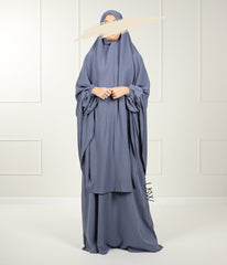 A-Lijn Puff Abaya Arrzha Stretch - Jeans Bleu