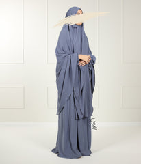 A-Lijn Puff Abaya Arrzha Stretch - Jeans Bleu