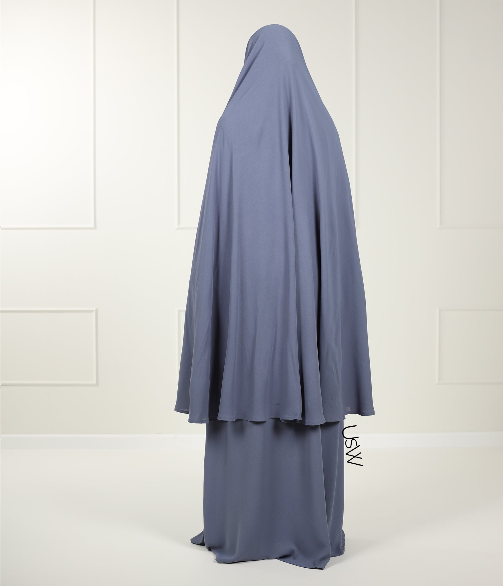 A-Lijn Puff Abaya Arrzha Stretch - Jeans Bleu