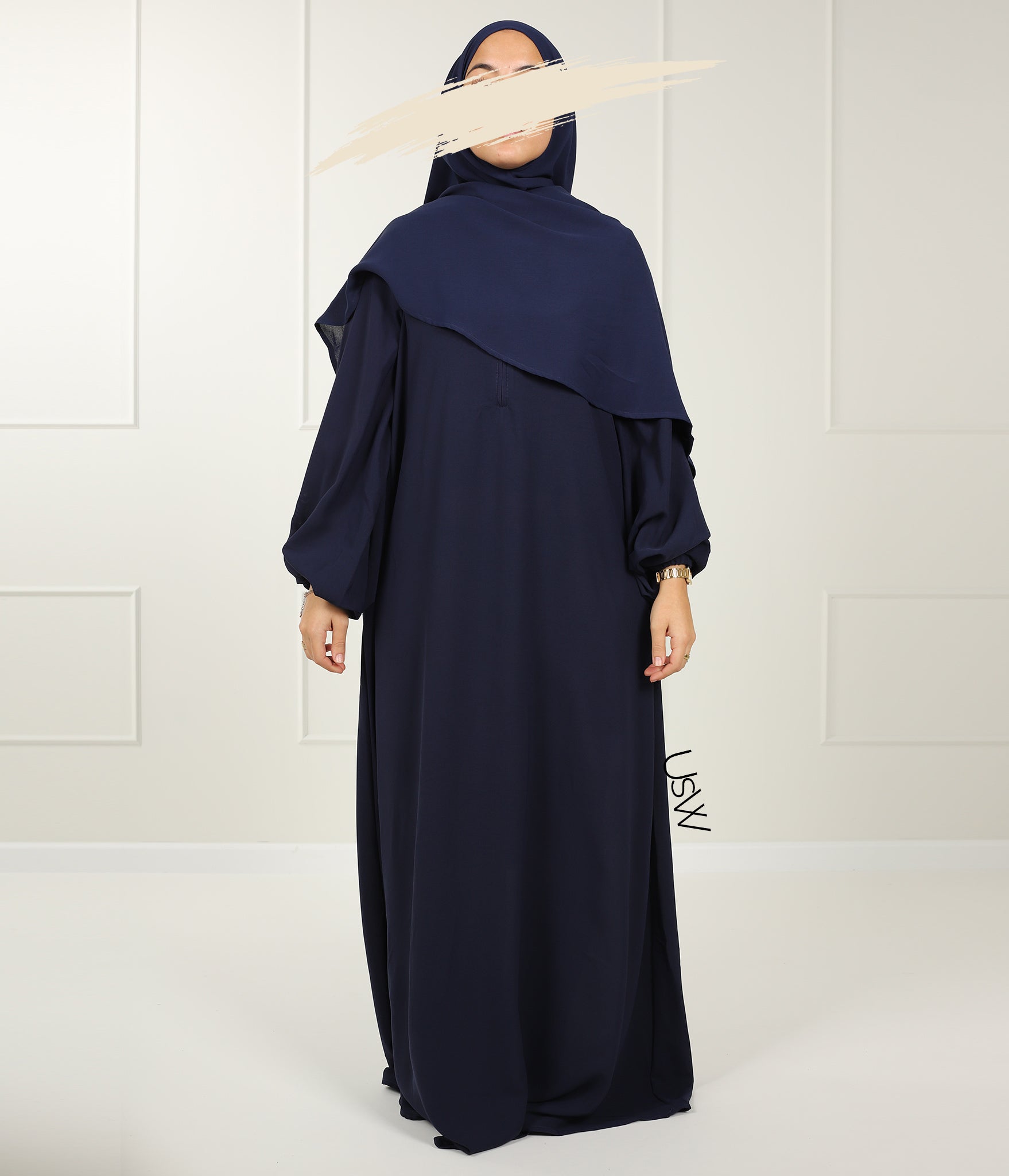 A-Lijn Puff Abaya Arrzha Stretch - Navy