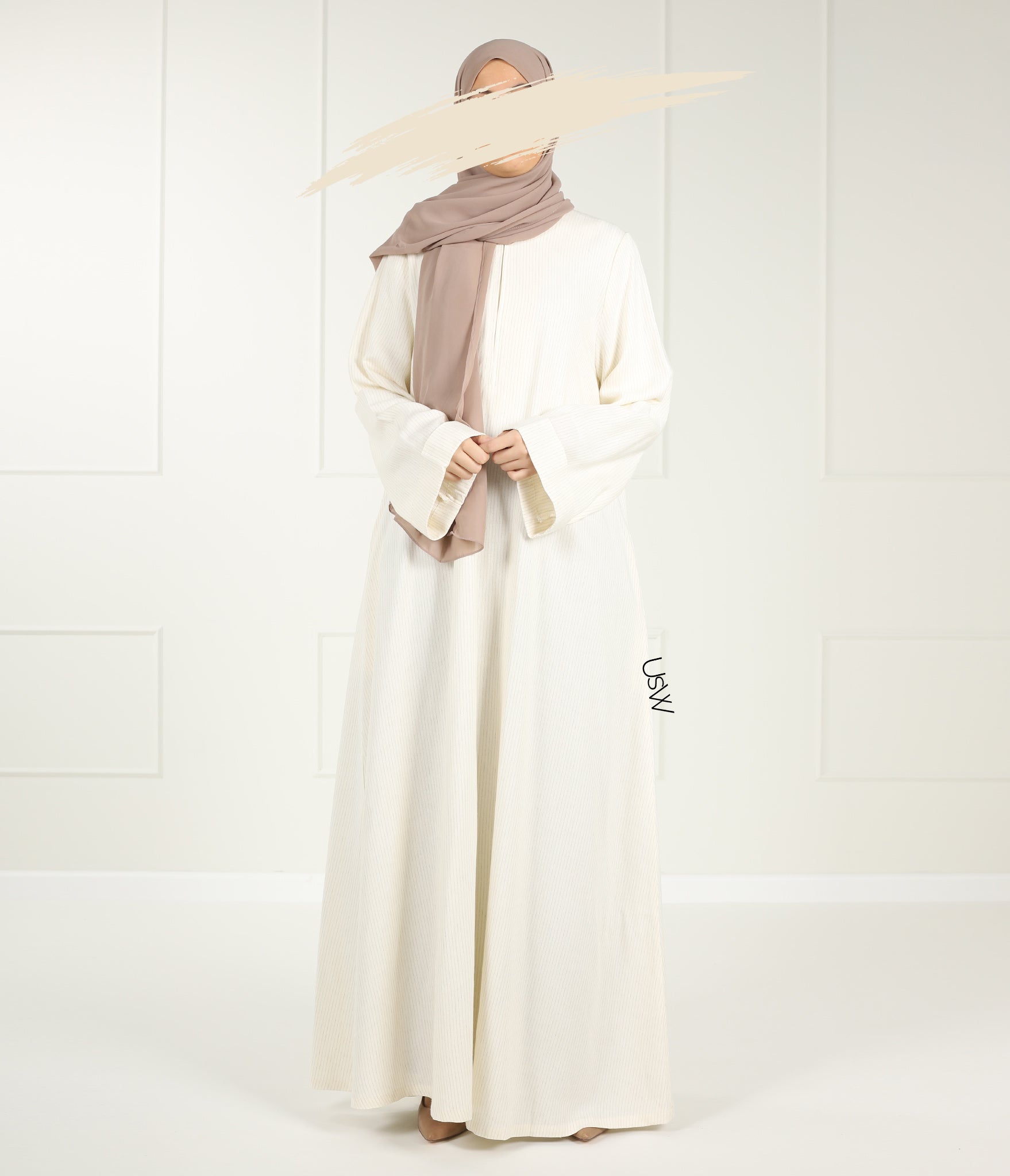 Classy Linnen Kimono Abaya Nara - Cream