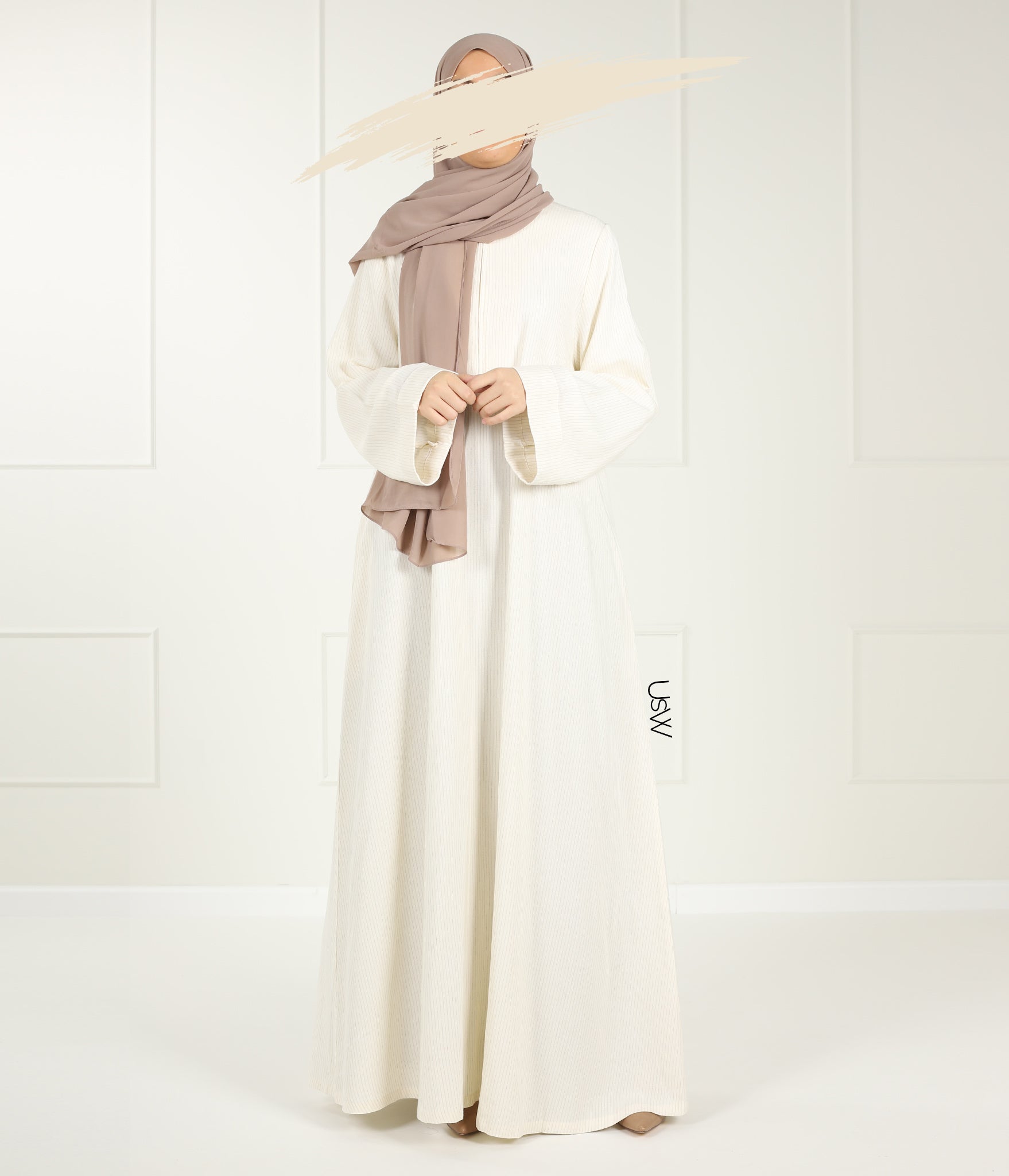 Classy Linnen Kimono Abaya Nara - Cream