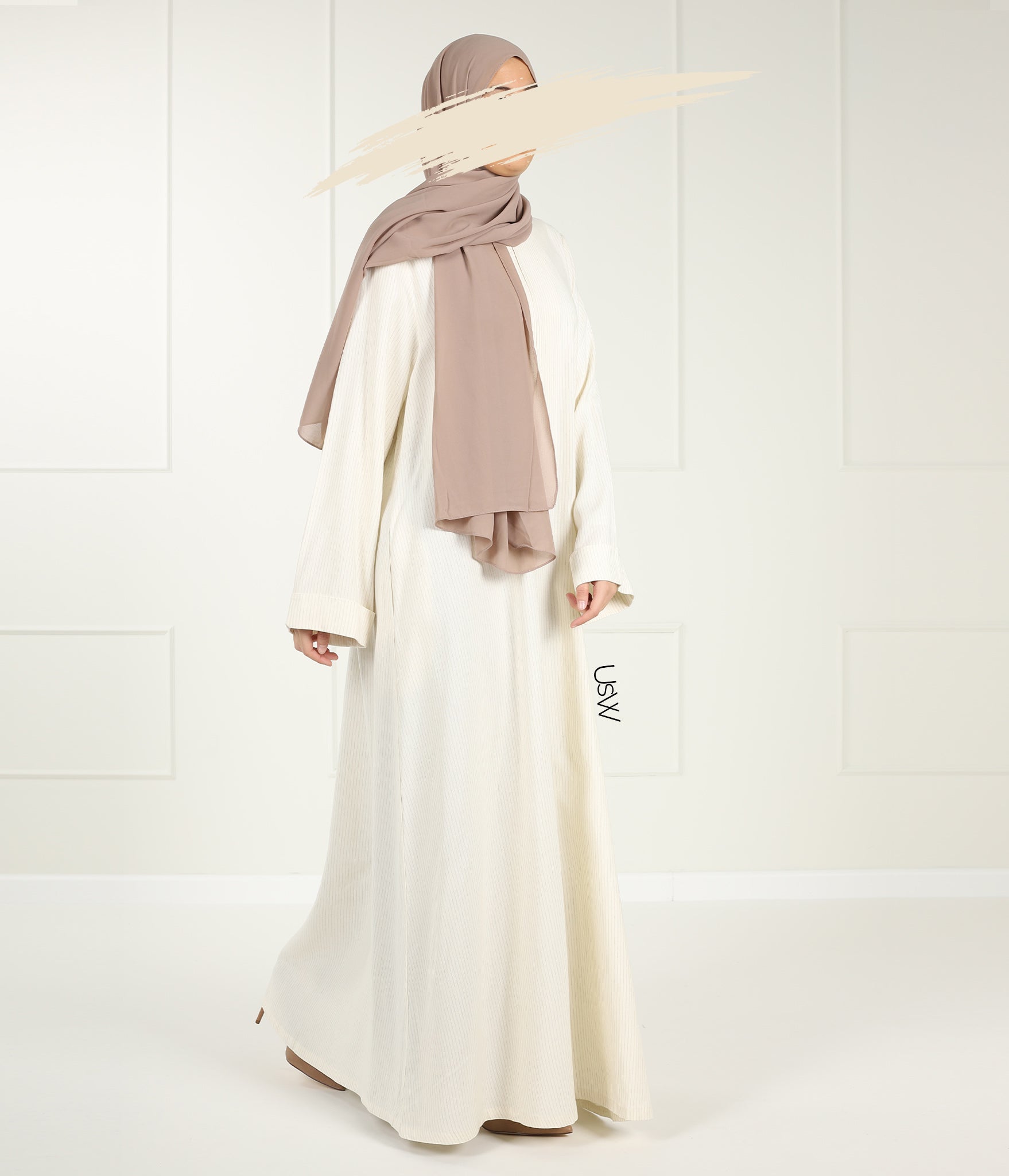 Classy Linnen Kimono Abaya Nara - Cream