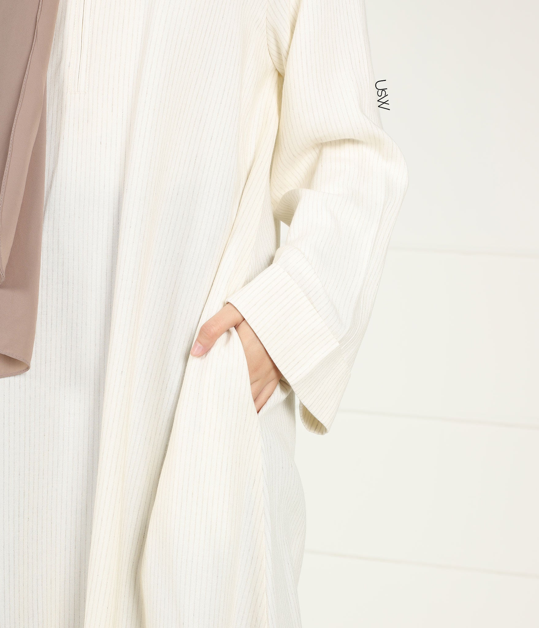 Classy Linnen Kimono Abaya Nara - Cream