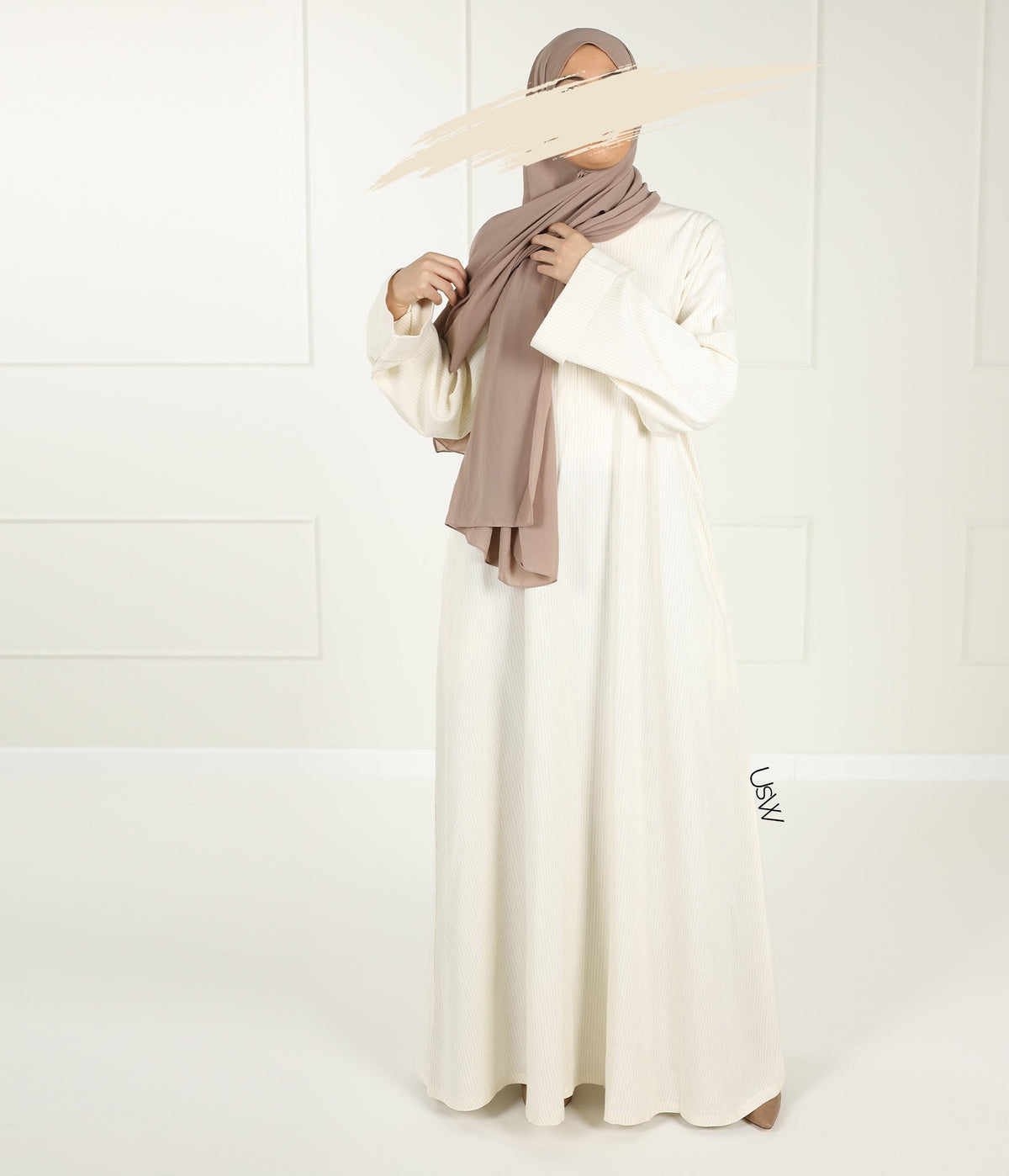 Classy Linnen Kimono Abaya Nara - Cream