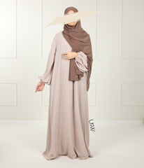 A-Lijn Puff Abaya Arrzha Stretch - Grey Cream