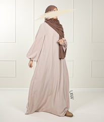 A-Lijn Puff Abaya Arrzha Stretch - Grey Cream