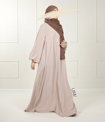 A-Lijn Puff Abaya Arrzha Stretch - Grey Cream