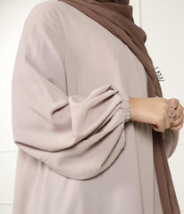 A-Lijn Puff Abaya Arrzha Stretch - Grey Cream