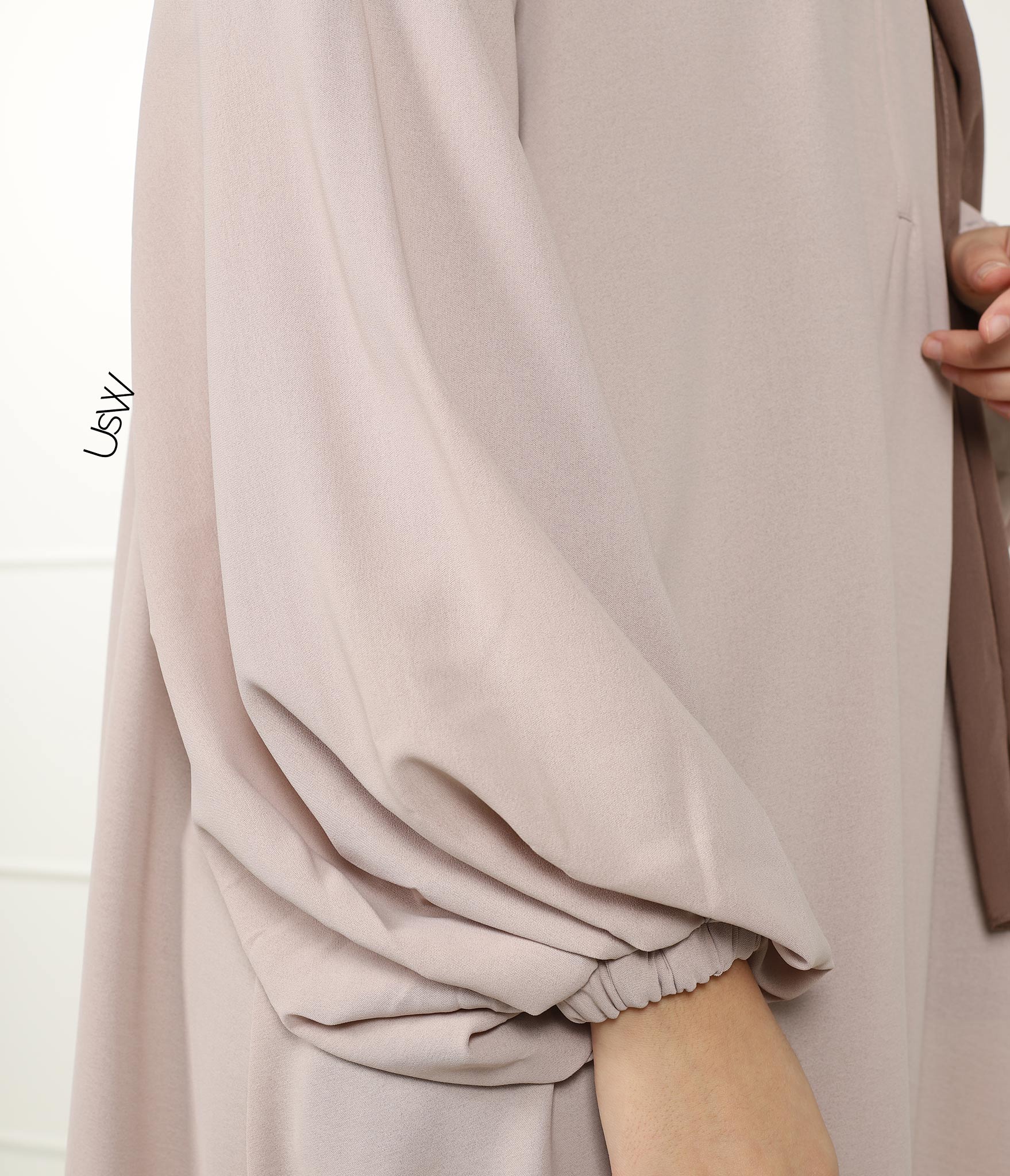 A-Lijn Puff Abaya Arrzha Stretch - Grey Cream