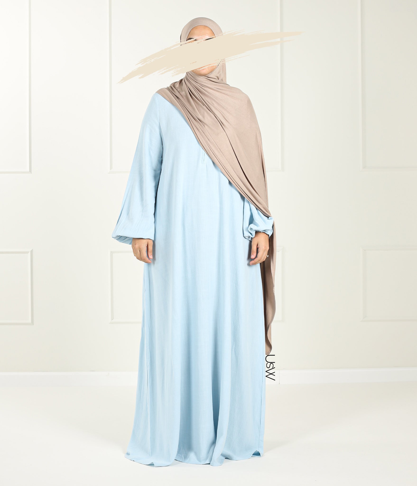 Natural NILA Abaya - Summer Blue