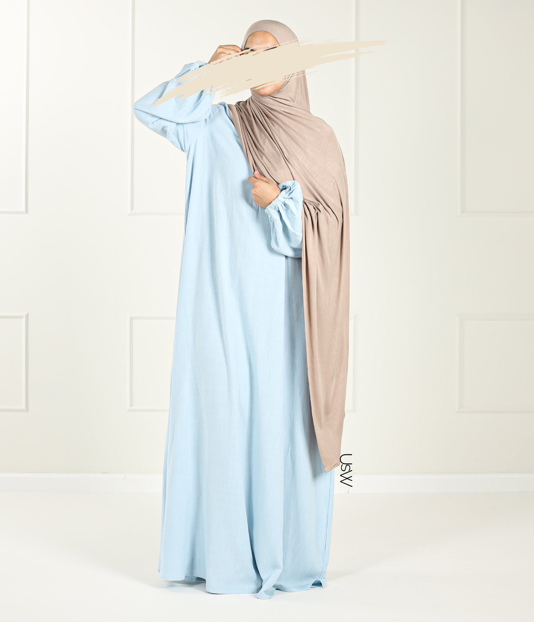 Natural NILA Abaya - Summer Blue