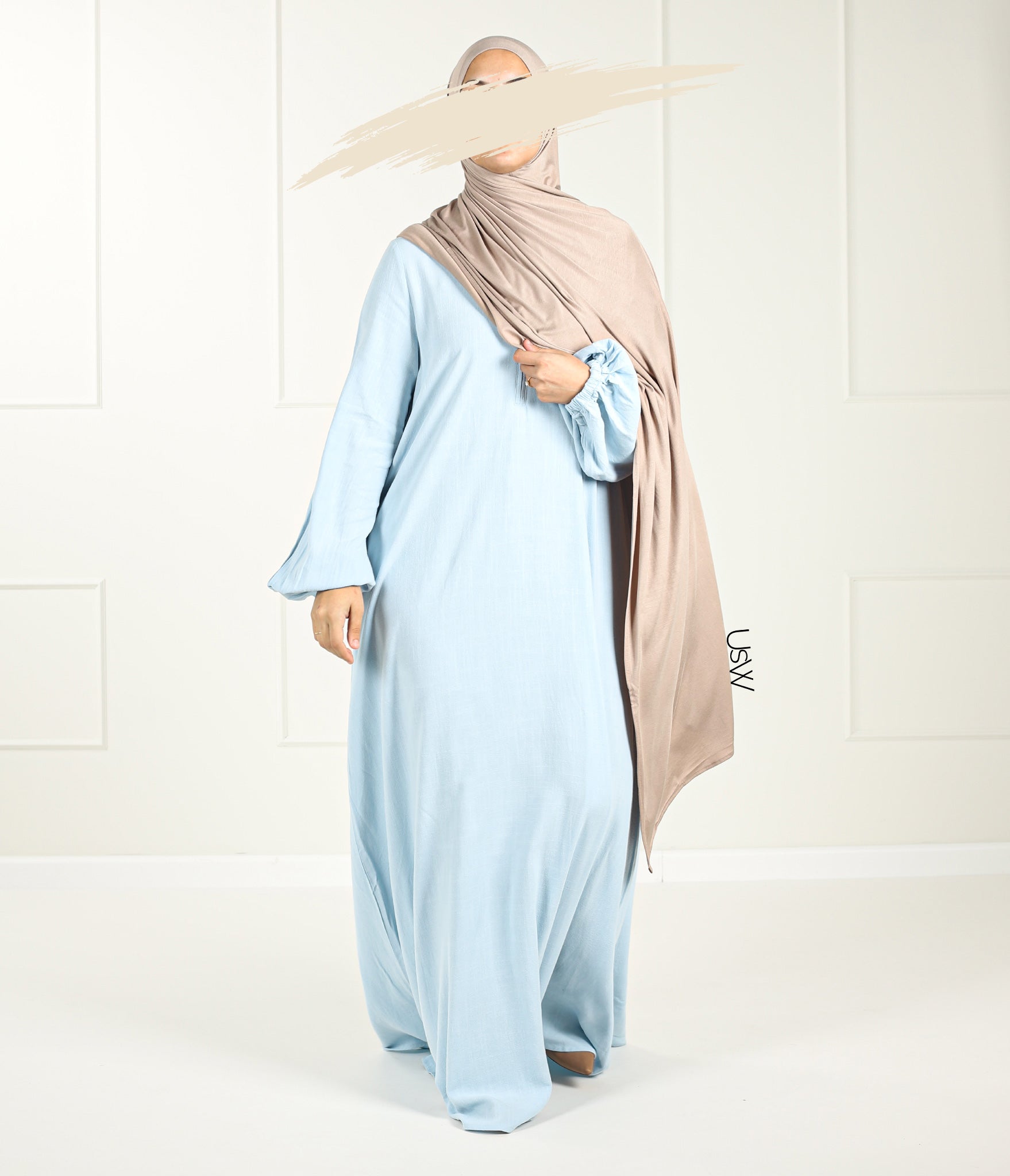 Natural NILA Abaya - Summer Blue