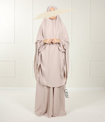 A-Lijn Puff Abaya Arrzha Stretch - Grey Cream