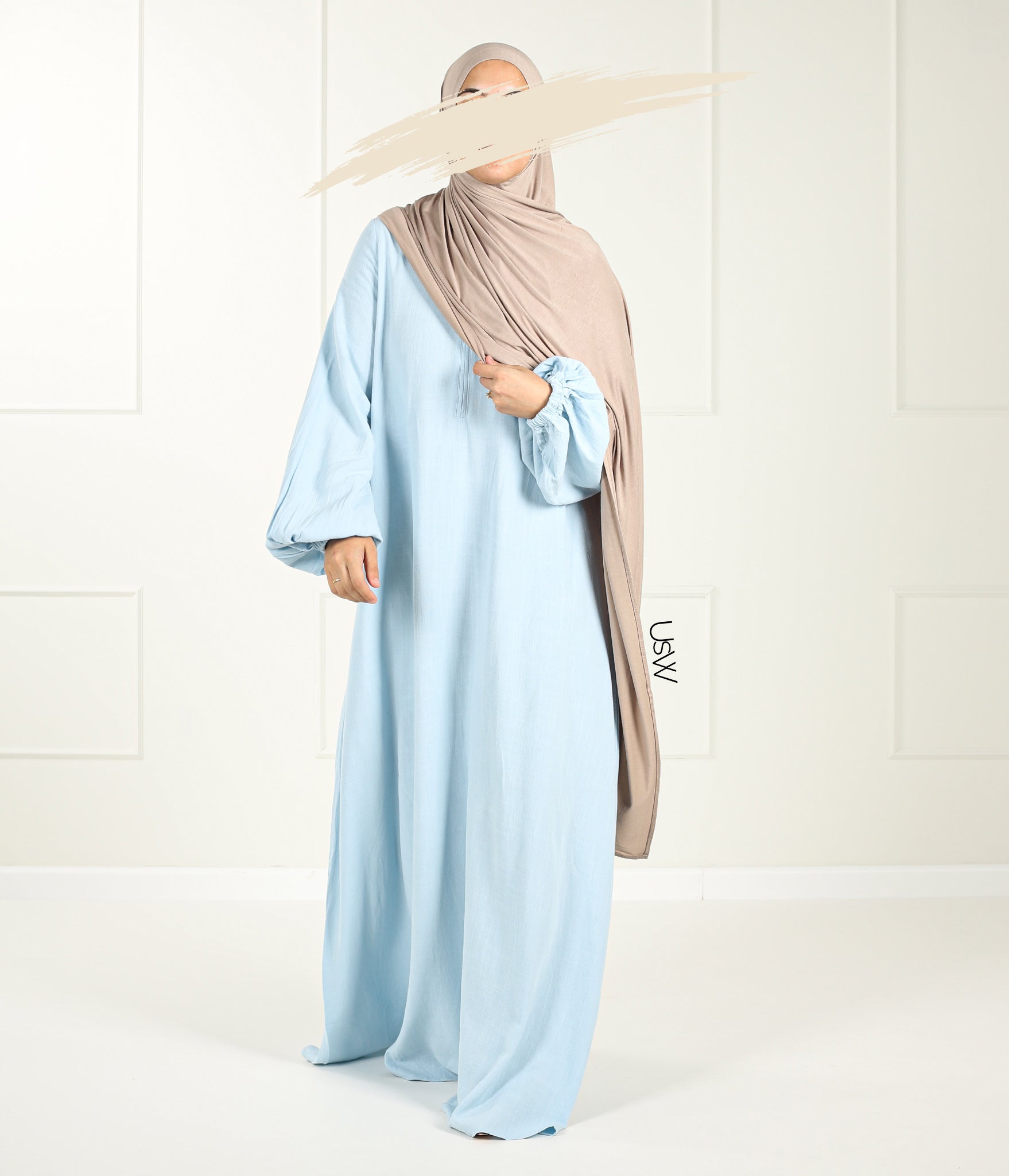 Natural NILA Abaya - Summer Blue