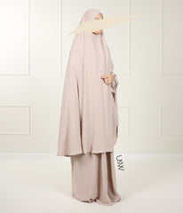 A-Lijn Puff Abaya Arrzha Stretch - Grey Cream