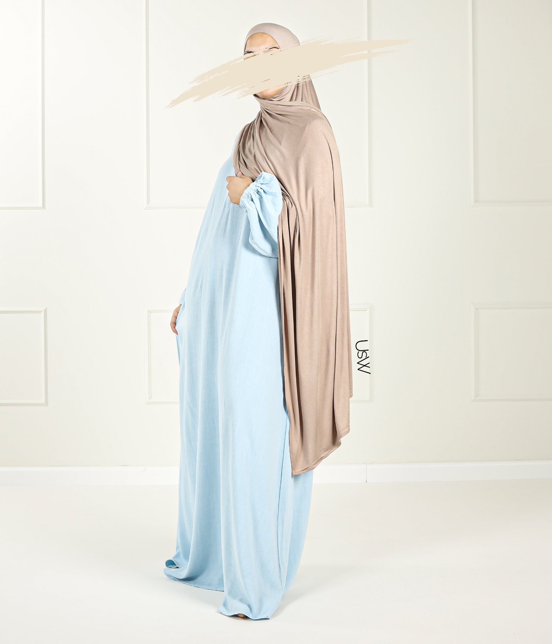 Natural NILA Abaya - Summer Blue