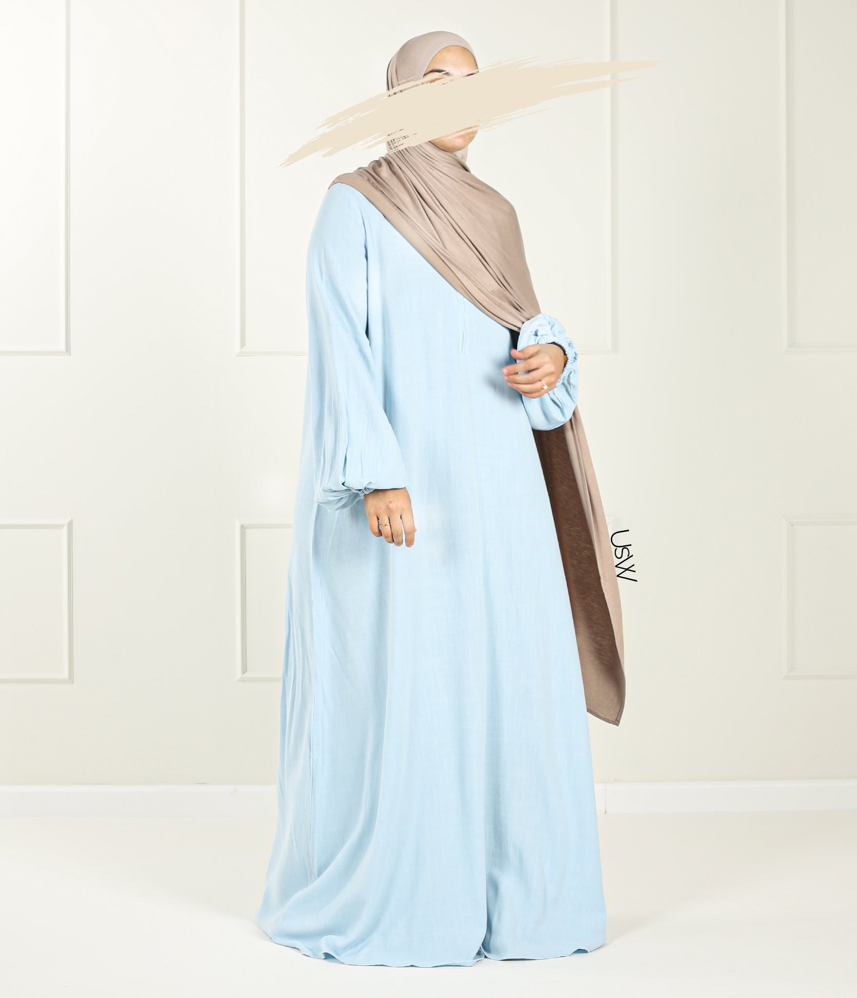 Natural NILA Abaya - Summer Blue