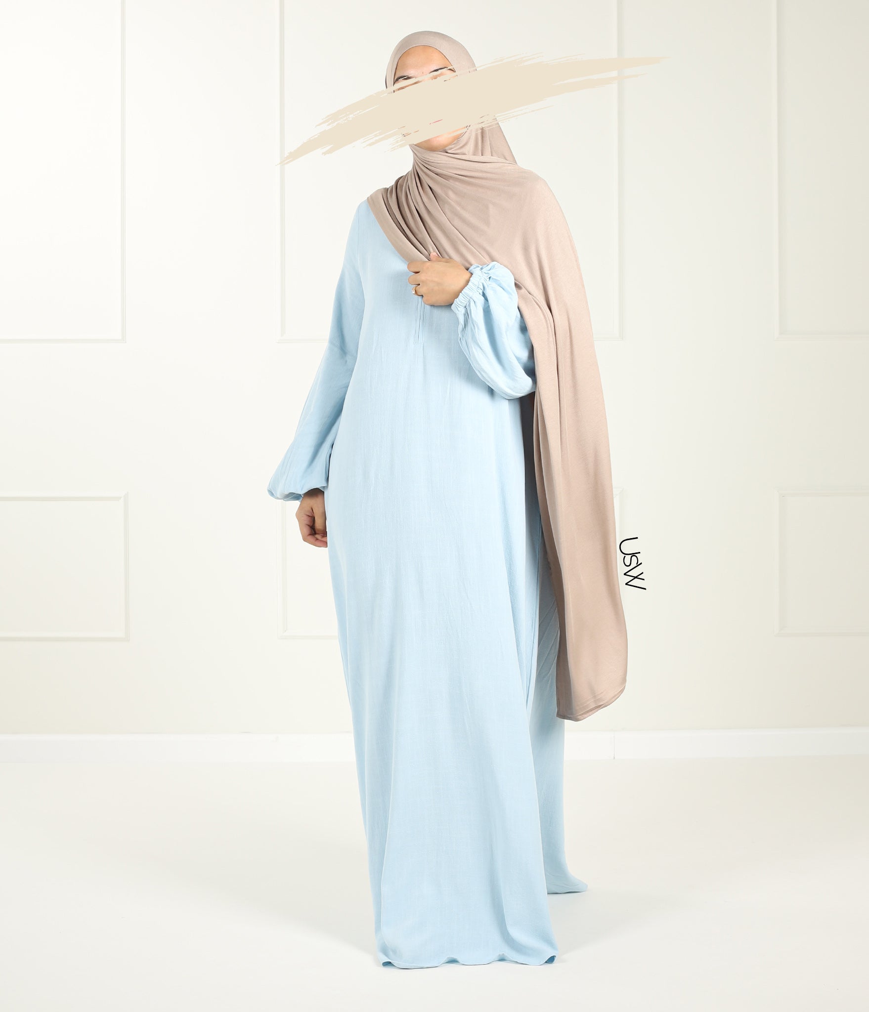 Natural NILA Abaya - Summer Blue