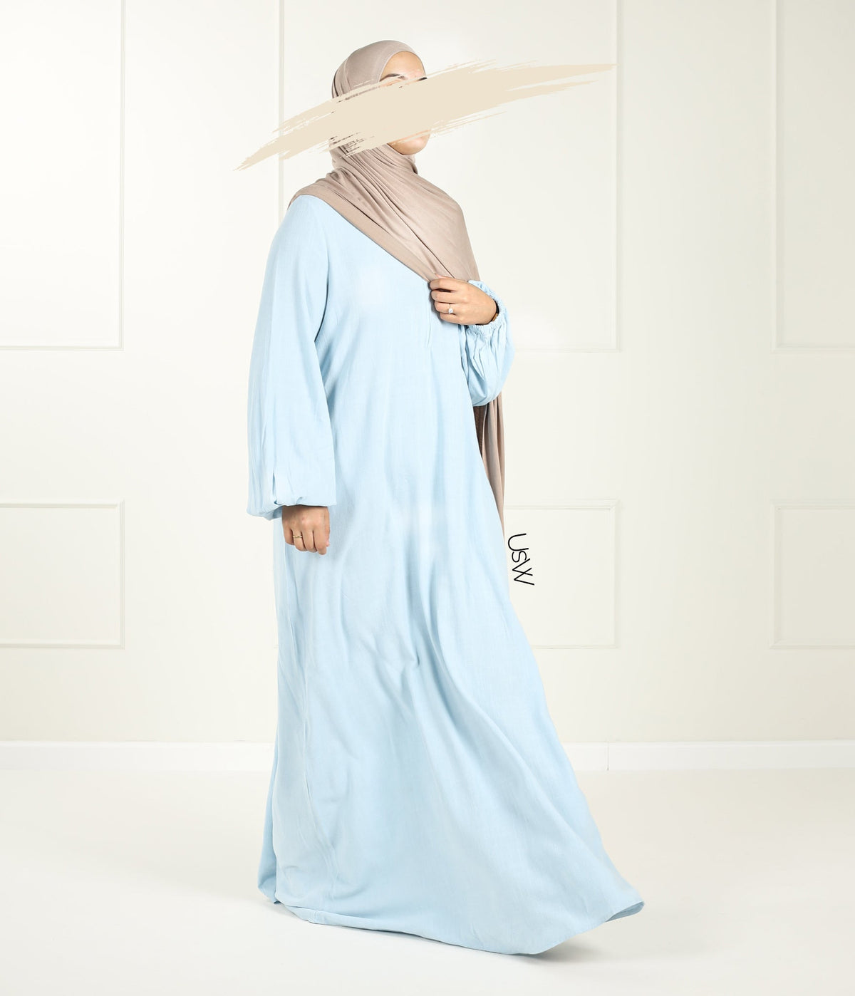 Natural NILA Abaya - Summer Blue