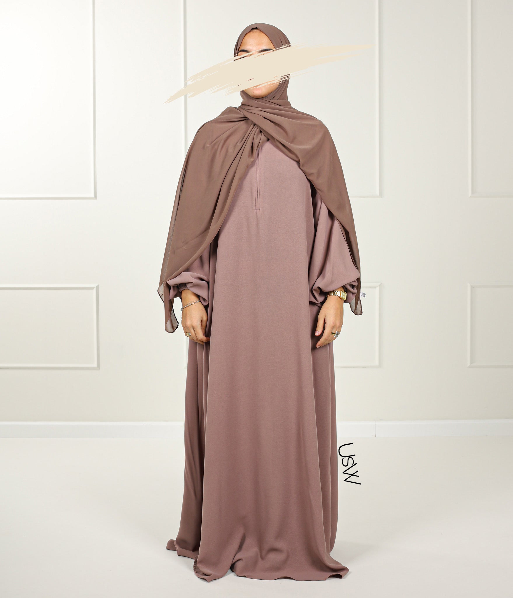 A-Lijn Puff Abaya Arrzha Stretch - Desert Taupe