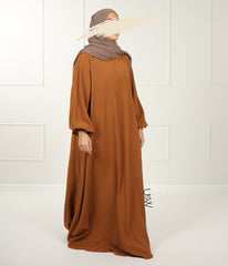 A-Lijn Puff Abaya Arrzha Stretch - Caramel