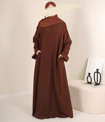 Zahraa Kimono Abaya - Chocolate Brown