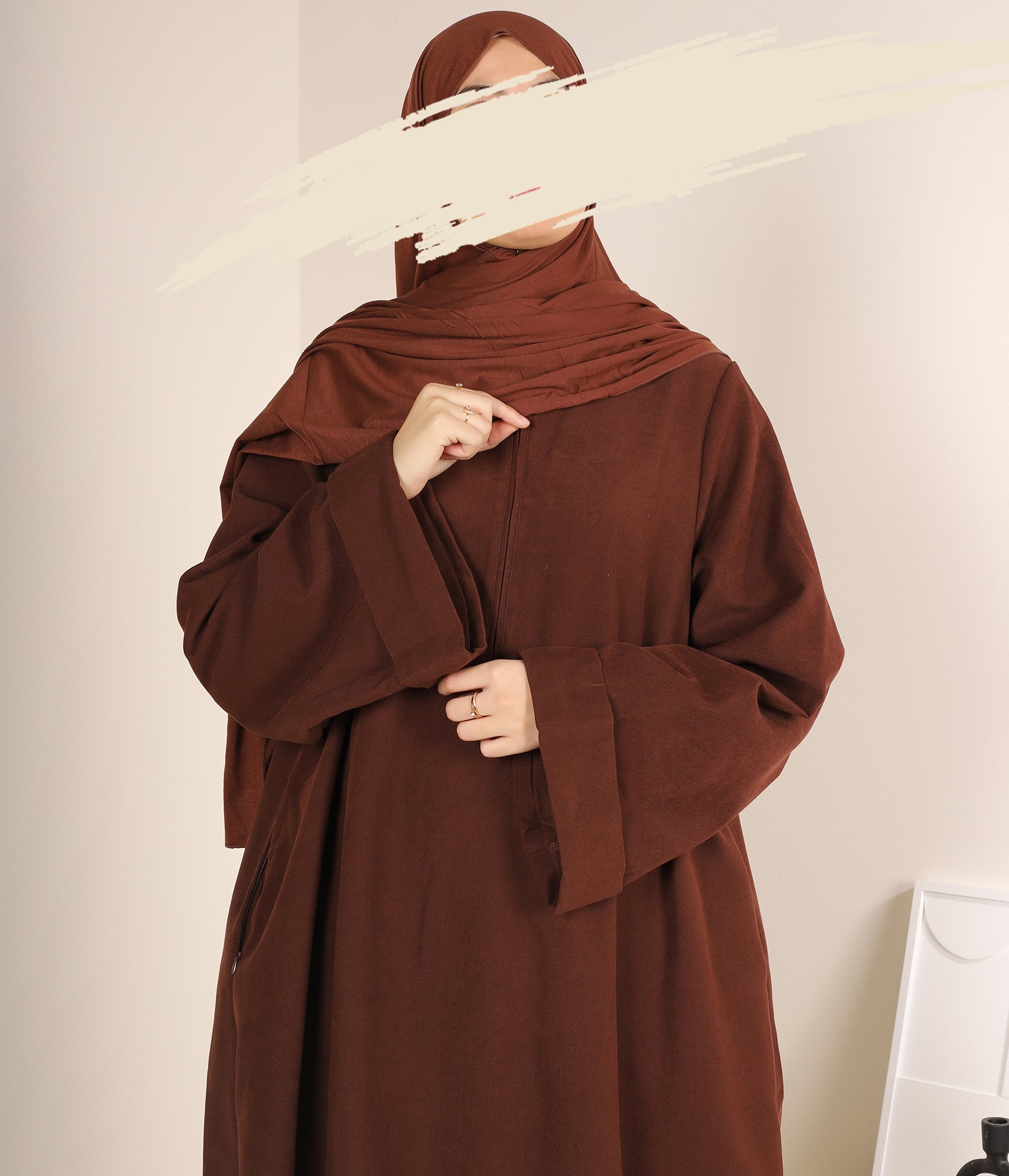 Zahraa Kimono Abaya - Chocolate Brown