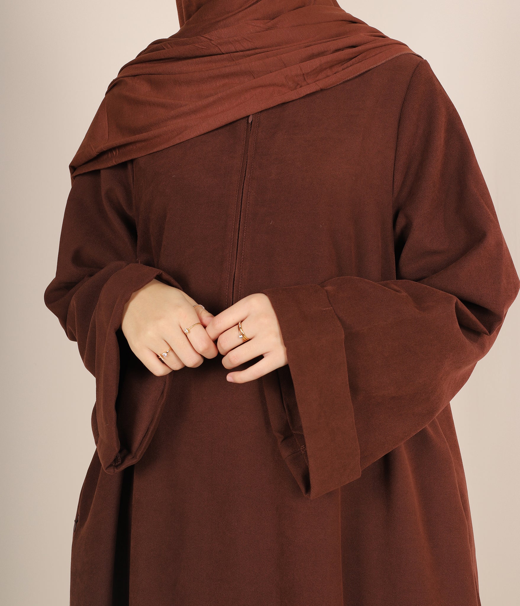 Zahraa Kimono Abaya - Chocolate Brown