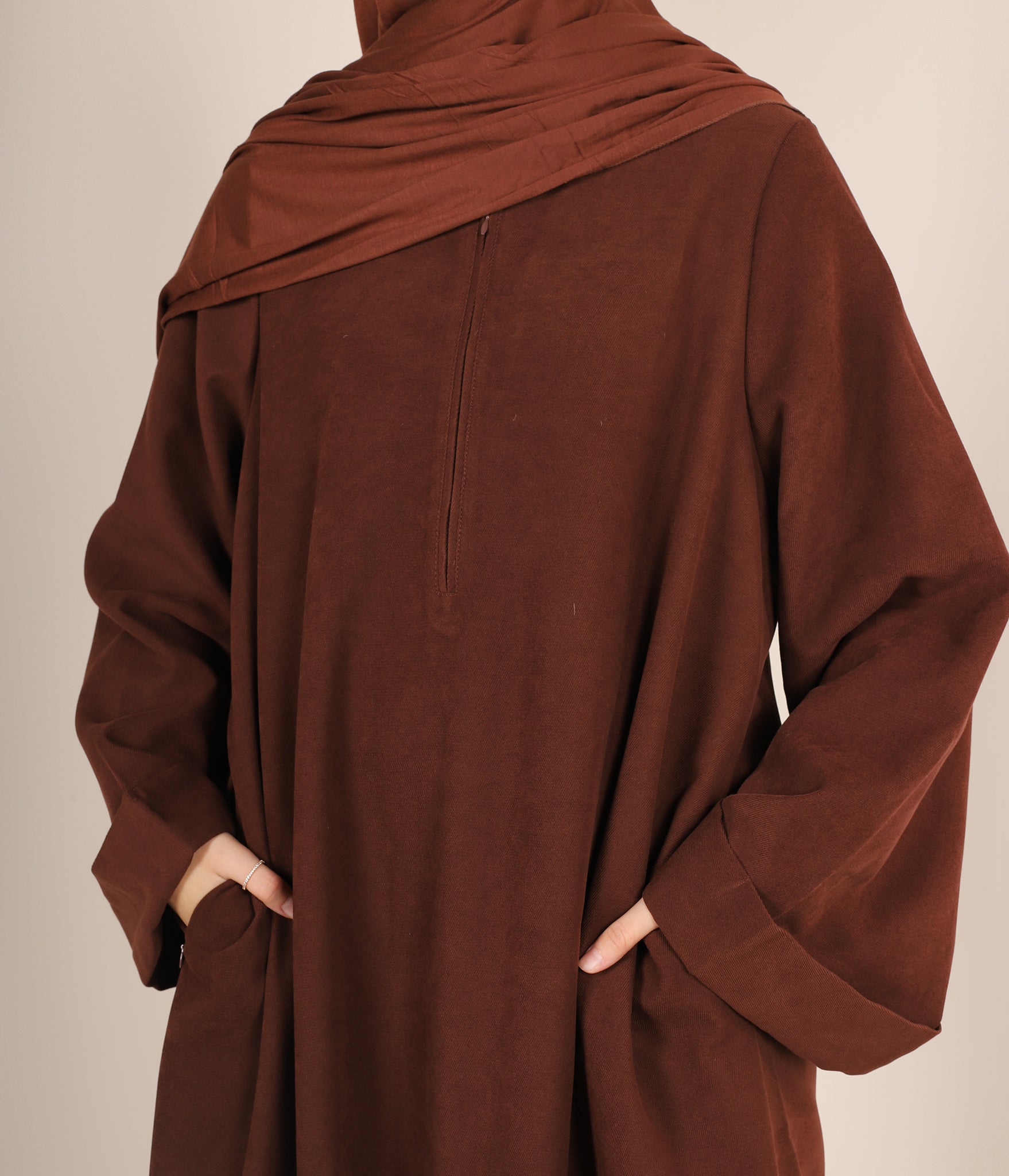 Zahraa Kimono Abaya - Chocolate Brown