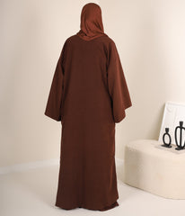 Zahraa Kimono Abaya - Chocolate Brown