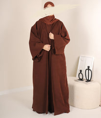 Zahraa OPEN KIMONO Wide Sleeve - Chocolate Brown