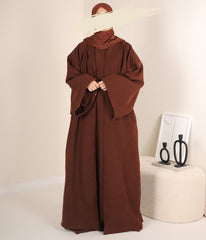 Zahraa OPEN KIMONO Wide Sleeve - Chocolate Brown