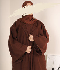 Zahraa OPEN KIMONO Wide Sleeve - Chocolate Brown